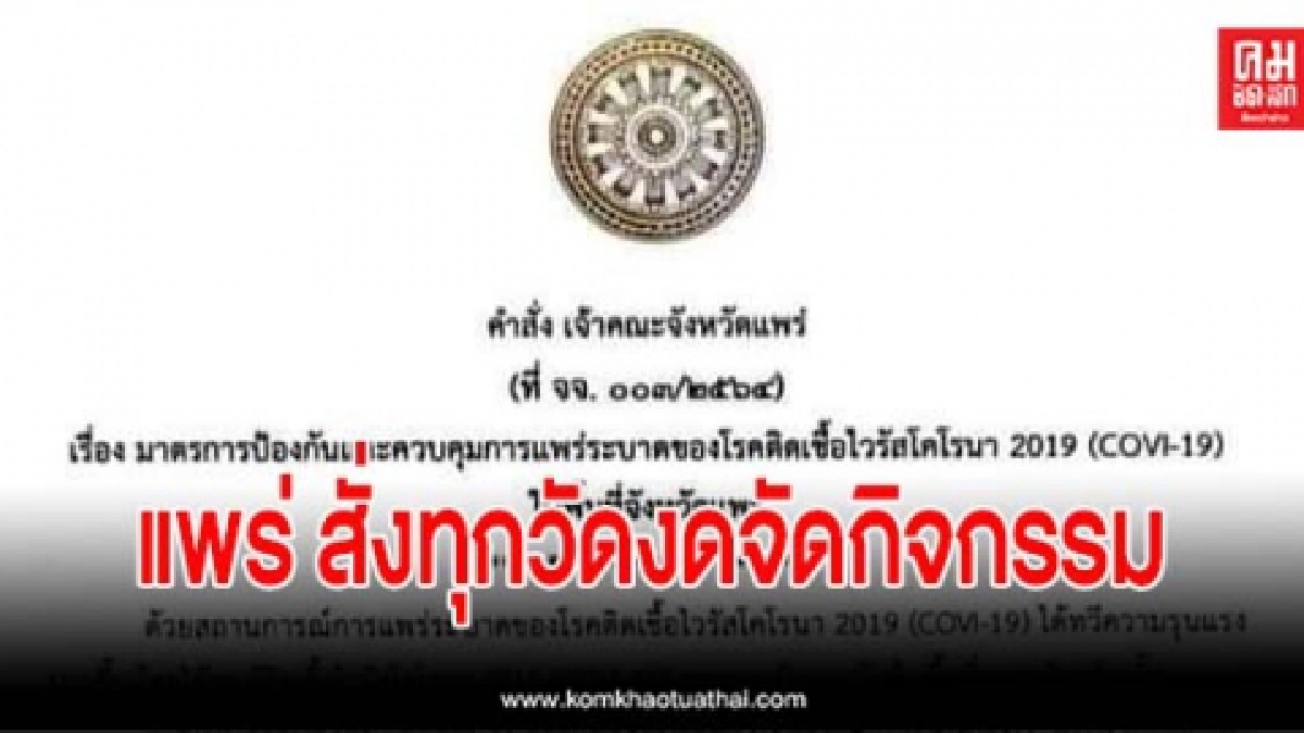 เจ้าคณะจังหวัดแพร่ ออกคำสั่งให้ทุกวัดงดจัดกิจกรรมทุกชนิด ป้องกันโควิด ฝ่าฝืนระวังมีโทษ เจ้าคณะจังหวัดแพร่ ออกคำสั่งให้ทุกวัดงดจัดกิจกรรมทุกชนิด ป้องกันโควิด ฝ่าฝืนระวังมีโทษ