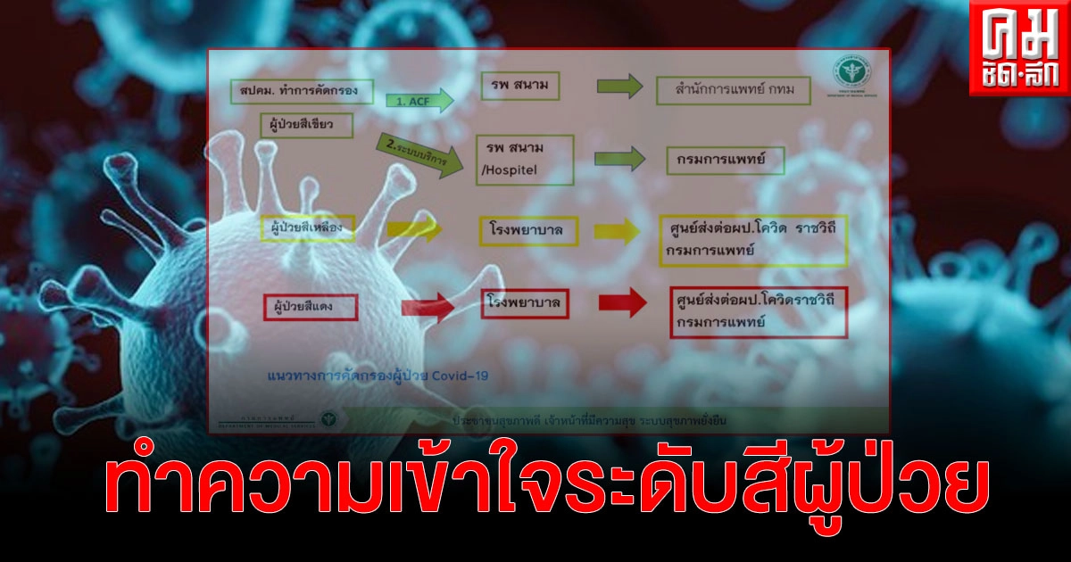 แบ่งระดับสีผู้ป่วยโควิด19 "เขียว-เหลือง-แดง" เพื่อการรักษาบริหารดูแลอย่างเป็นระบบ
