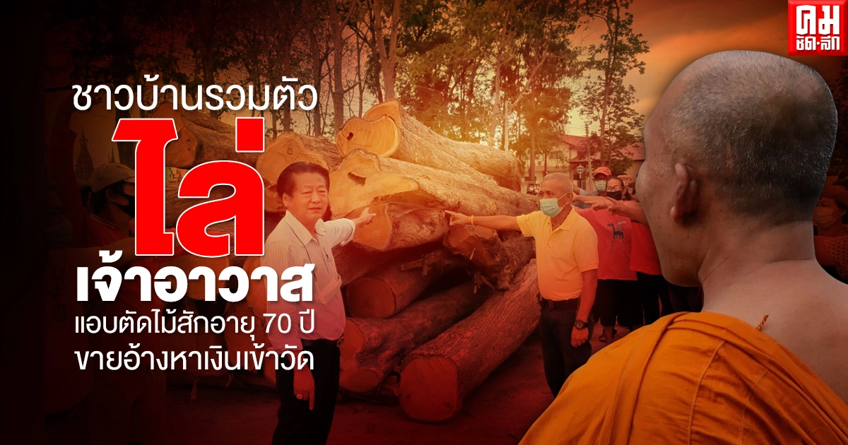 ชาวบ้านกว่าร้อยรวมตัวขับไล่เจ้าอาวาสแอบตัดไม้สักอายุ70ปีขายโรงเลื่อยอ้างหาเงินเข้าวัด ชาวบ้านกว่าร้อยรวมตัวขับไล่เจ้าอาวาสแอบตัดไม้สักอายุ70ปีขายโรงเลื่อยอ้างหาเงินเข้าวัด