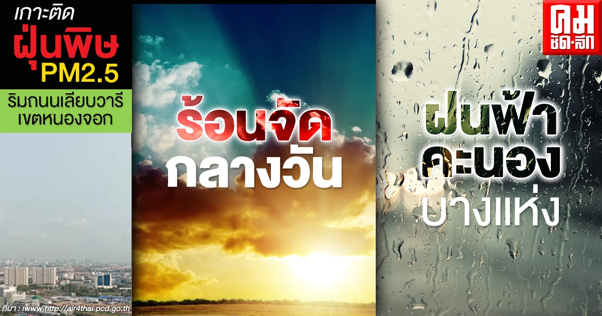พยากรณ์อากาศภาคเหนือร้อนจัดอุณหภูมิสูงสุด 41 องศา ทั่วทุกภาคมีฝนฟ้าคะนองบางแห่ง พยากรณ์อากาศภาคเหนือร้อนจัดอุณหภูมิสูงสุด 41 องศา ทั่วทุกภาคมีฝนฟ้าคะนองบางแห่ง