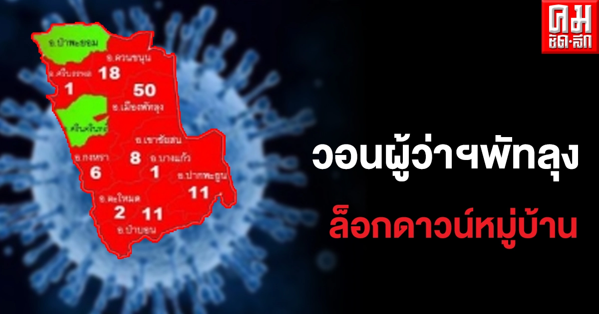 วอนผู้ว่าฯพัทลุง"ล็อกดาวน์" หมู่บ้าน หลังยอดผู้ติดเชื้อสะสมพุ่ง 108 ราย วอนผู้ว่าฯพัทลุง"ล็อกดาวน์" หมู่บ้าน หลังยอดผู้ติดเชื้อสะสมพุ่ง 108 ราย