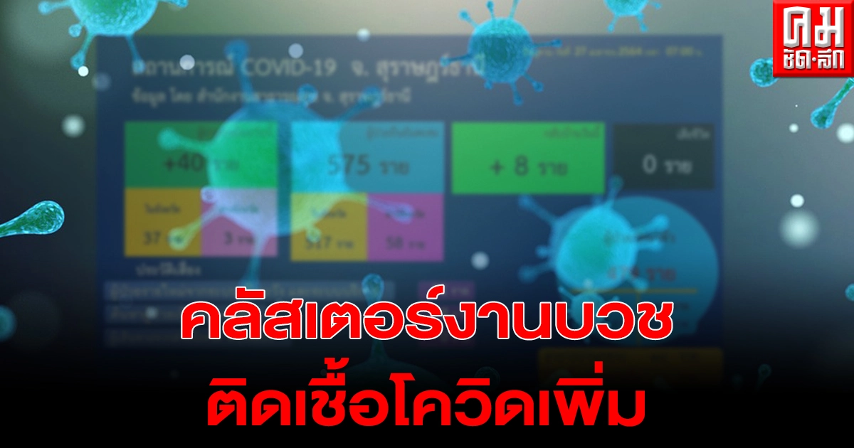 สุราษฎร์ฯอ่วม ติดเชื้อโควิด +40 คลัสเตอร์งานบวชเจอติดเชื้อเพิ่ม ติดเชื้อสะสมทะลุ 500 ราย สุราษฎร์ฯอ่วม ติดเชื้อโควิด +40 คลัสเตอร์งานบวชเจอติดเชื้อเพิ่ม ติดเชื้อสะสมทะลุ 500 ราย