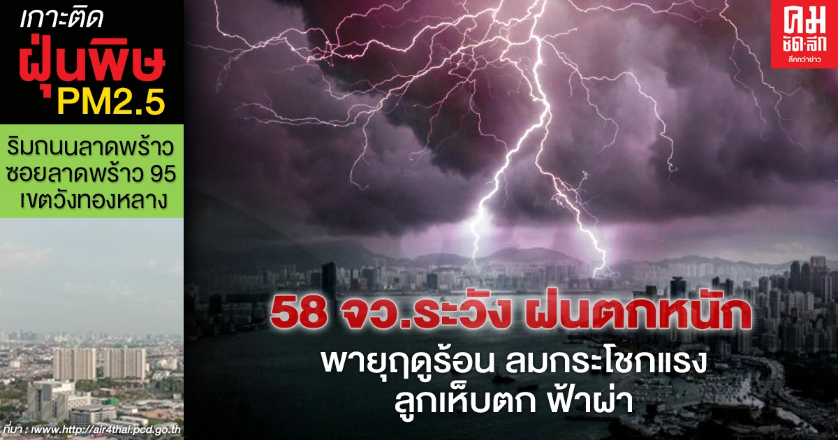พยากรณ์อากาศวันนี้ ฝนตกหนัก 58 จว. ระวังพายุลมกระโชกแรงลูกเห็บตกฟ้าผ่า พยากรณ์อากาศวันนี้ ฝนตกหนัก 58 จว. ระวังพายุลมกระโชกแรงลูกเห็บตกฟ้าผ่า