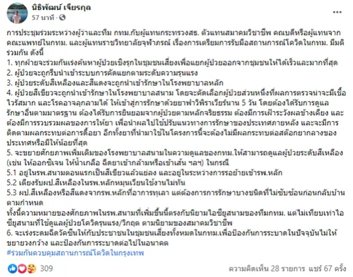 ยาฟาวิพิราเวียร์, โควิด-19, กทม.