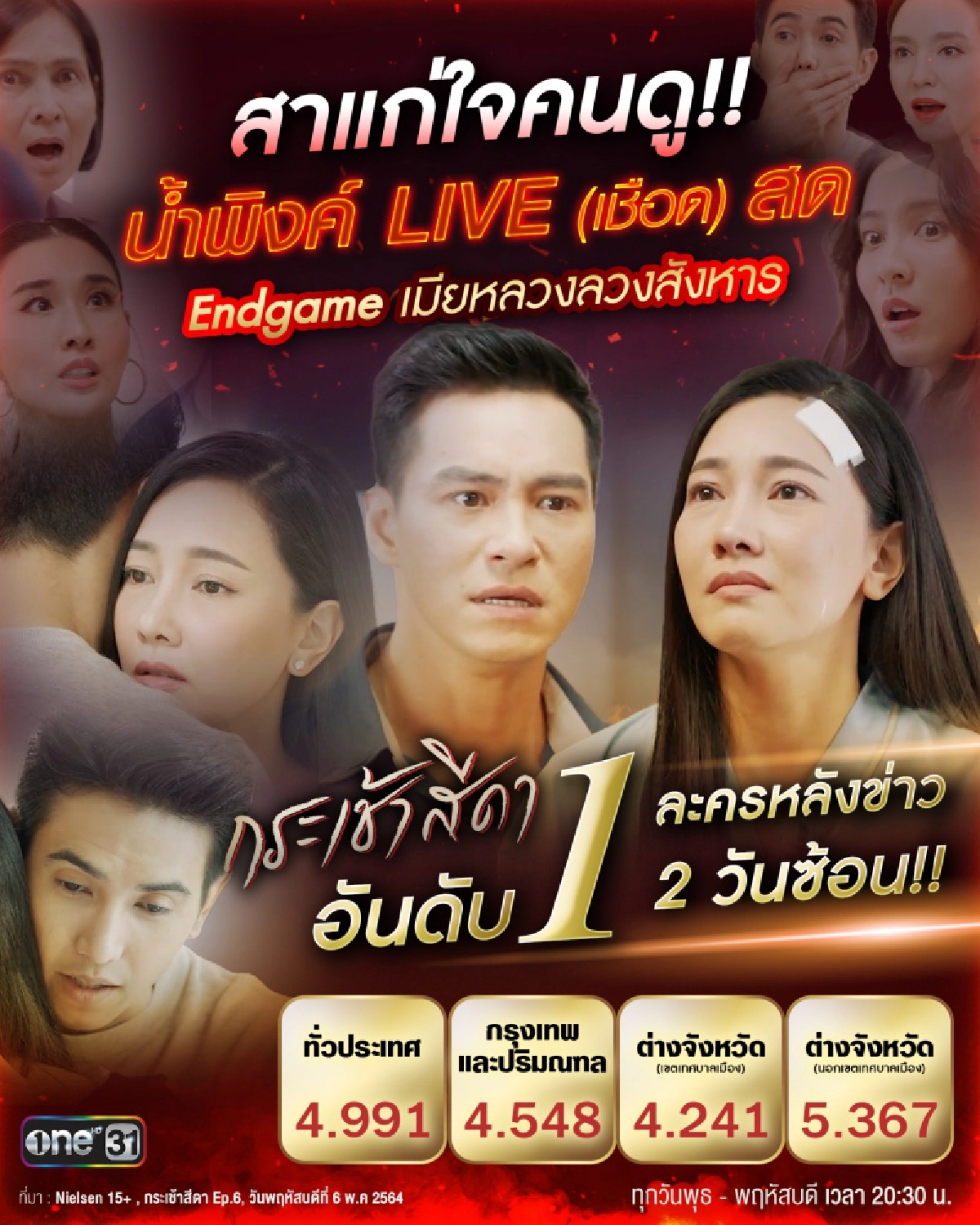 "กระเช้าสีดา" อันดับ 1 ละครหลังข่าว 2 วันซ้อน 