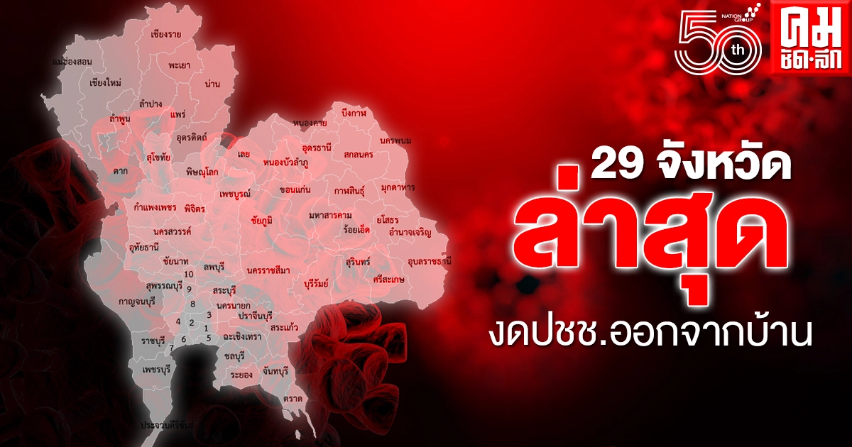 เช็กเลย อัปเดต 29 จังหวัดล่าสุด ขอ ปชช.งดออกจากบ้านตามช่วงเวลาของแต่ละพื้นที่ เช็กเลย อัปเดต 29 จังหวัดล่าสุด ขอ ปชช.งดออกจากบ้านตามช่วงเวลาของแต่ละพื้นที่