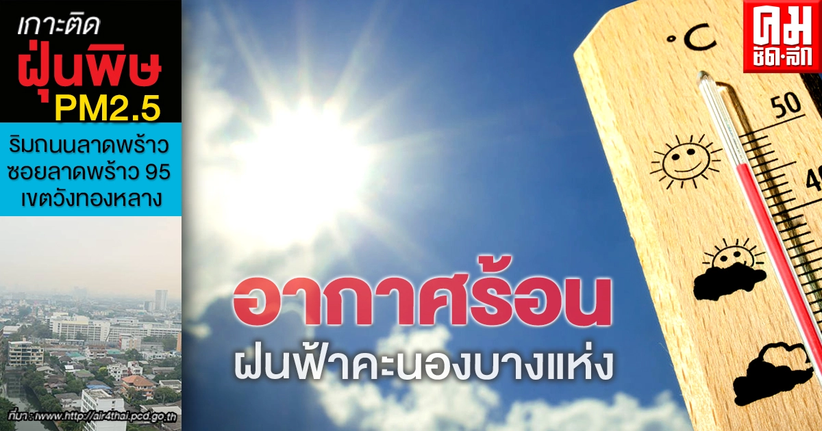 พยากรณ์อากาศวันนี้ ไทยตอนบนอากาศร้อน ฝนฟ้าคะนองลมกระโชกแรงบางแห่งร้อยละ 10-30%