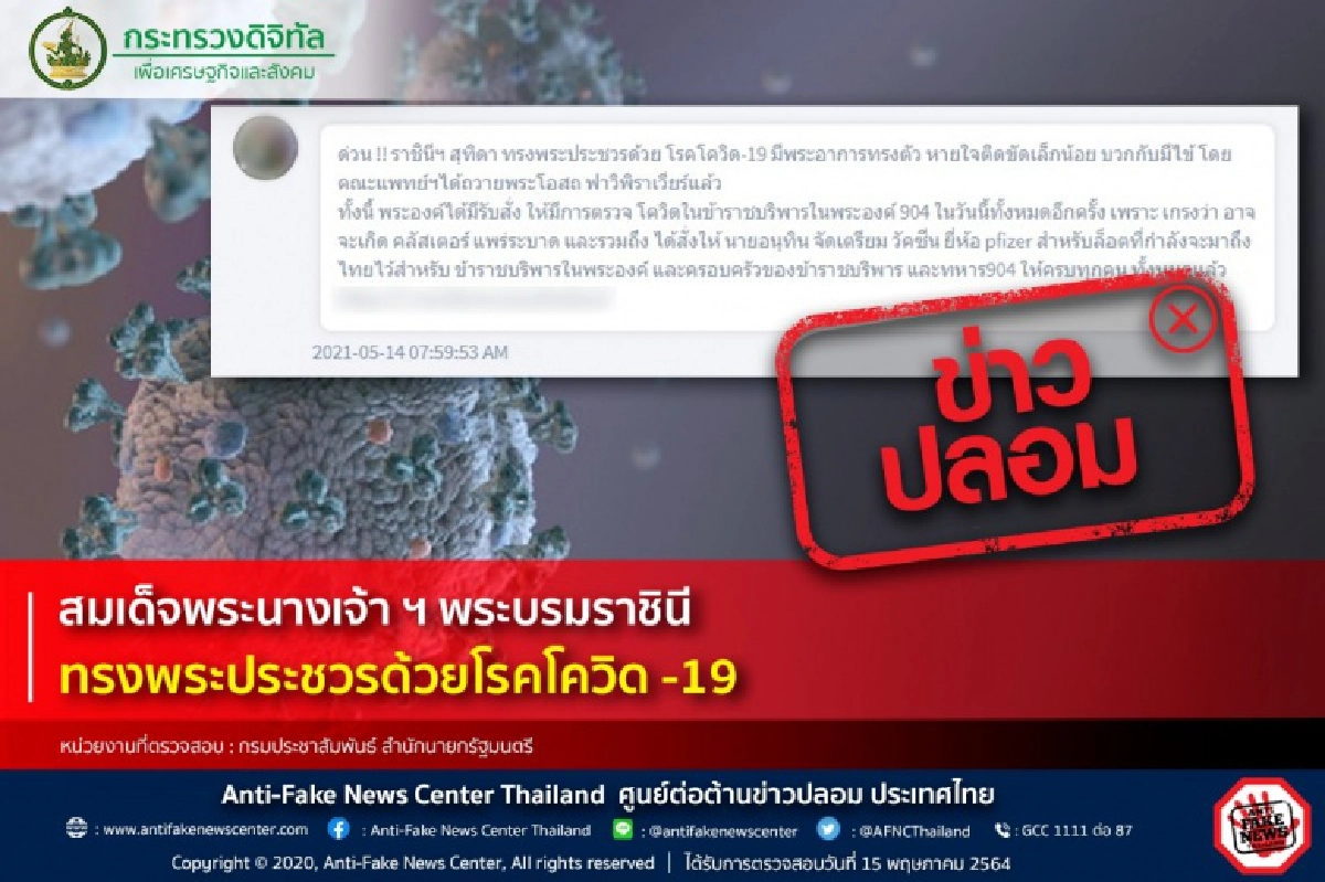 ข่าวปลอมอย่าแชร์ "พระราชินี" ทรงพระประชวรด้วยโรคโควิด-19
