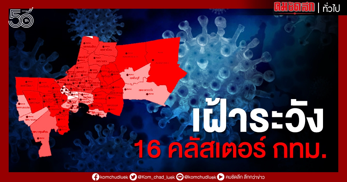 เช็กพิกัด 16 คลัสเตอร์ กทม.เฝ้าระวังโควิดสูงสุด เช็กพิกัด 16 คลัสเตอร์ กทม.เฝ้าระวังโควิดสูงสุด