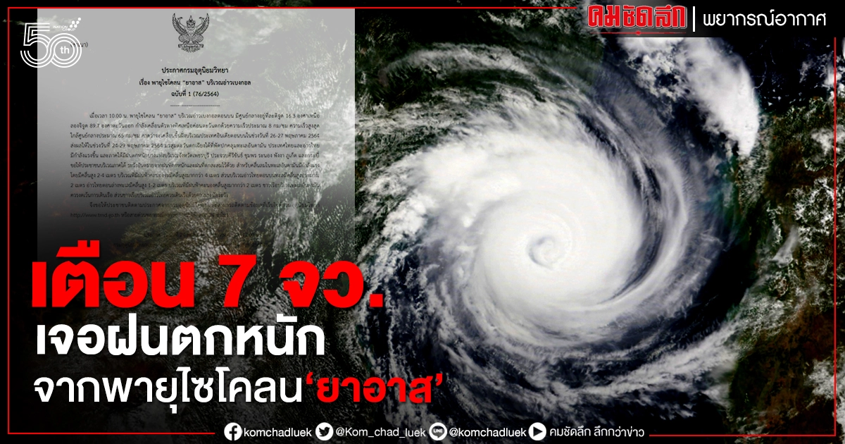 อุตุเตือน7จังหวัดภาคใต้ เจอฝนตกหนัก จากพายุไซโคลน"ยาอาส" อุตุเตือน7จังหวัดภาคใต้ เจอฝนตกหนัก จากพายุไซโคลน"ยาอาส"