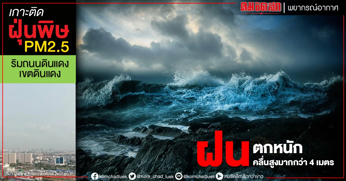 พยากรณ์อากาศวันนี้ เหนือ อีสาน ตะวันออก ใต้ ฝนตกหนัก คลื่นสูงมากกว่า 4 ม. พยากรณ์อากาศวันนี้ เหนือ อีสาน ตะวันออก ใต้ ฝนตกหนัก คลื่นสูงมากกว่า 4 ม.