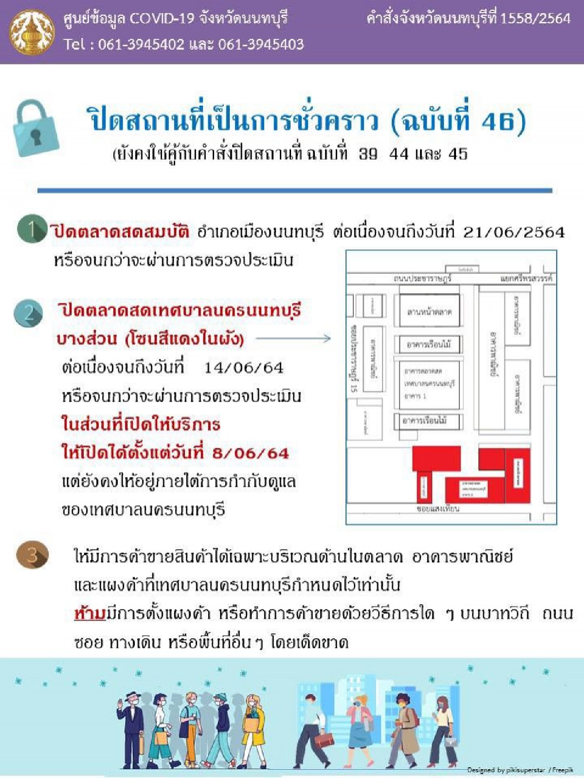 นนทบุรี สั่งปิด 2 ตลาด ห้ามทำการค้าขาย โดยเด็ดขาด