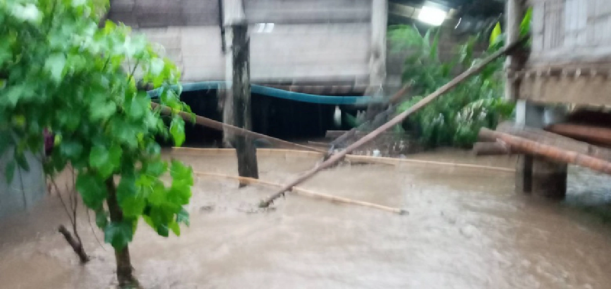 ฝนถล่ม-น้ำป่าทะลักเข้าท่วมหมู่บ้านพะเด๊ะ