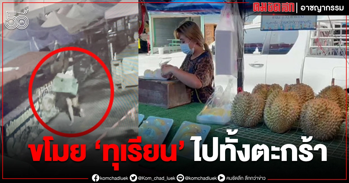 วงจรปิดภาพชัดโจรสาวย่องเงียบ"ขโมยทุเรียน"ทั้งตะกร้า วงจรปิดภาพชัดโจรสาวย่องเงียบ"ขโมยทุเรียน"ทั้งตะกร้า
