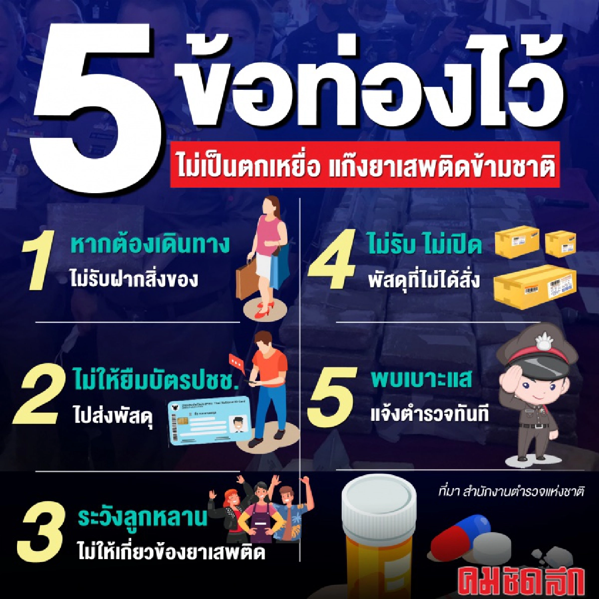 5 ข้อ ท่องไว้ ไม่ตกเป็นเหยื่อ แก๊ง"ยาเสพติดข้ามชาติ"