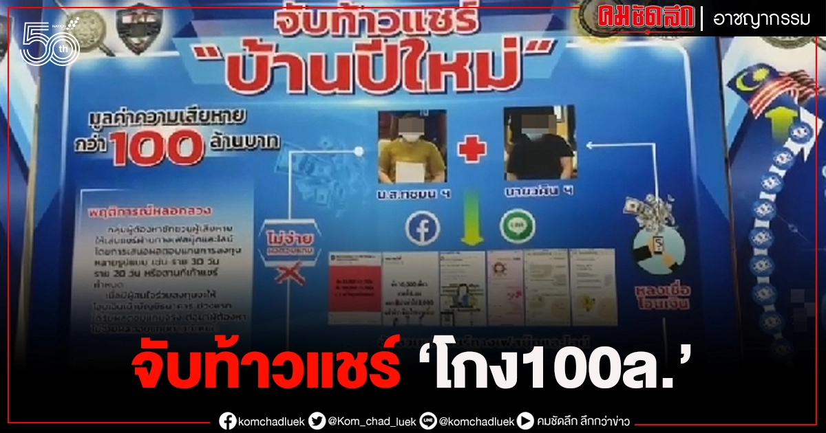 รวบแล้ว ท้าวแชร์ "บ้านปีใหม่" จอมแสบ ตุ๋นเหยื่อ 100 ล้าน รวบแล้ว ท้าวแชร์ "บ้านปีใหม่" จอมแสบ ตุ๋นเหยื่อ 100 ล้าน