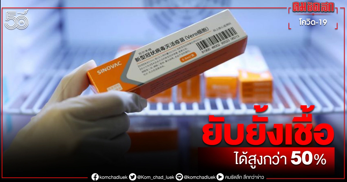 เปิดผลการวิจัย หลังฉีด "ซิโนแวค" เข็ม 2 พบภูมิคุ้มกันยับยั้งเชื้อได้สูงกว่า 50%
