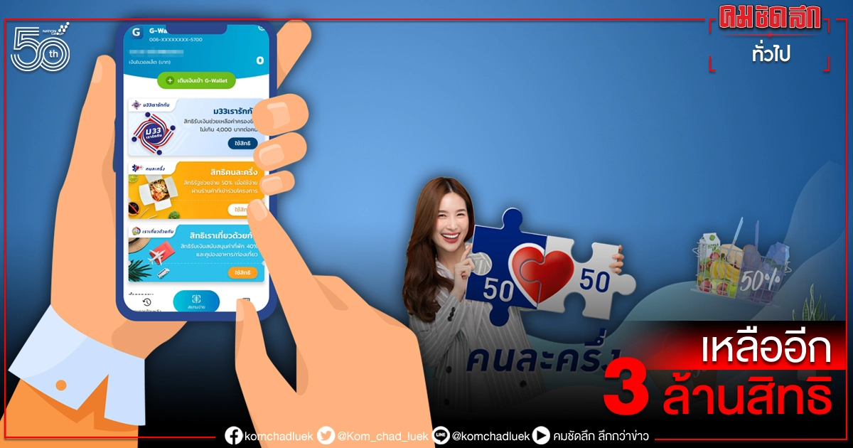  "คนละครึ่ง เฟส3 "ยังเหลือสิทธิลงทะเบียนได้อีกกว่า 3 ล้านสิทธิ