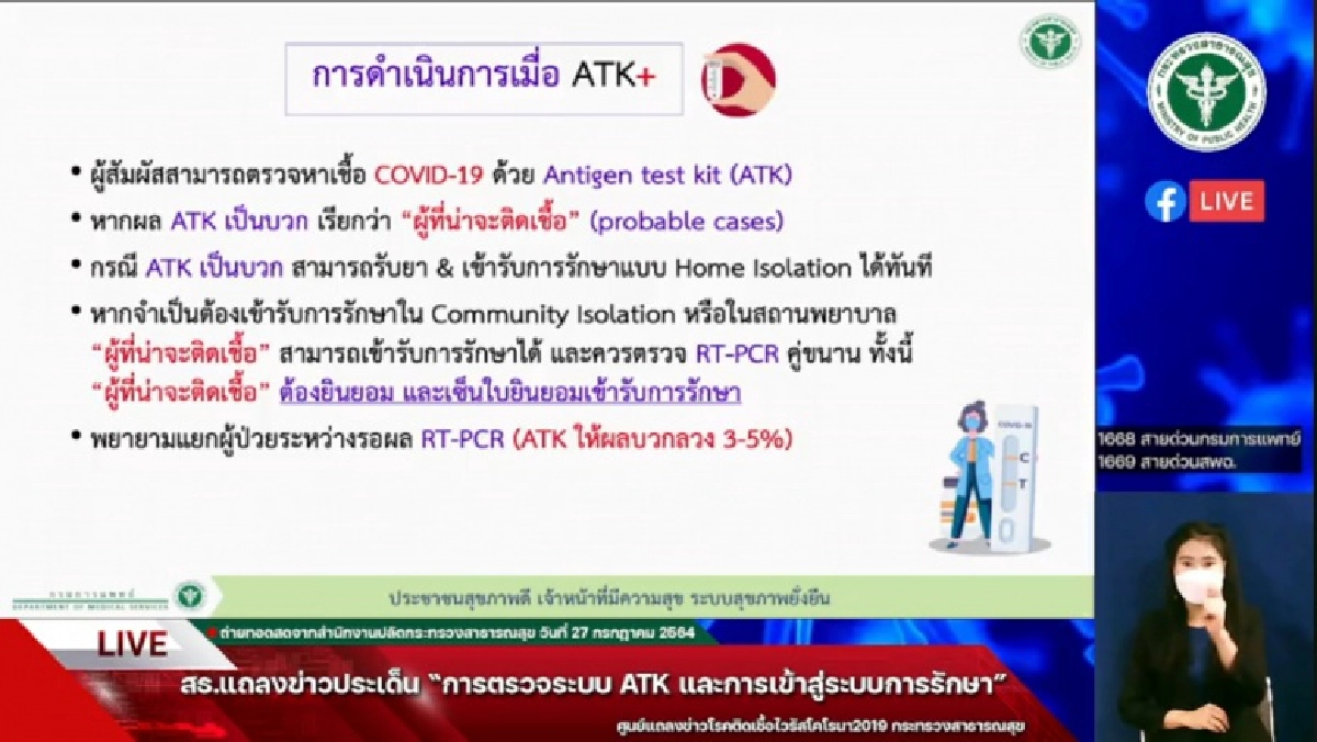 "กรมการแพทย์" ย้ำ RCT-PCR ยังสำคัญ แม้จะรับรองผลตรวจ "Antigen test kit "ป้องกันผลบวก-ลบ ปลอม