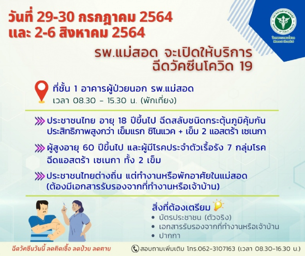 คนแม่สอดเตรียมตัว"รพ.แม่สอด"เปิดฉีดวัคซีน "โควิด-19" เช็คเลยขั้นตอน ต้องเตรียมอะไรบ้าง