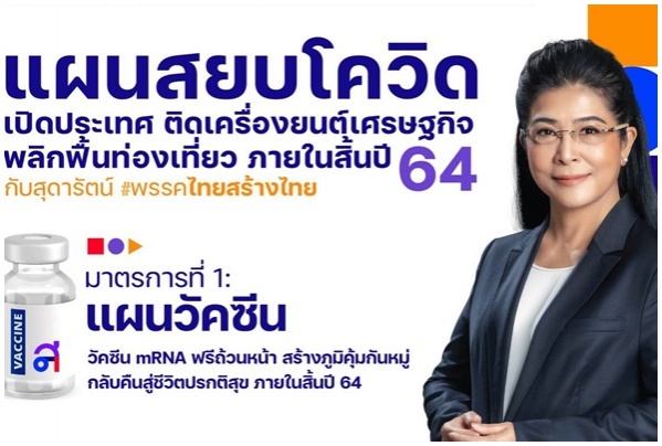 "สุดารัตน์"เสนอแผนสยบโควิดนำไทยรอดต้องสั่งmRNA100ล้านโดสเป็นวัคซีนหลัก