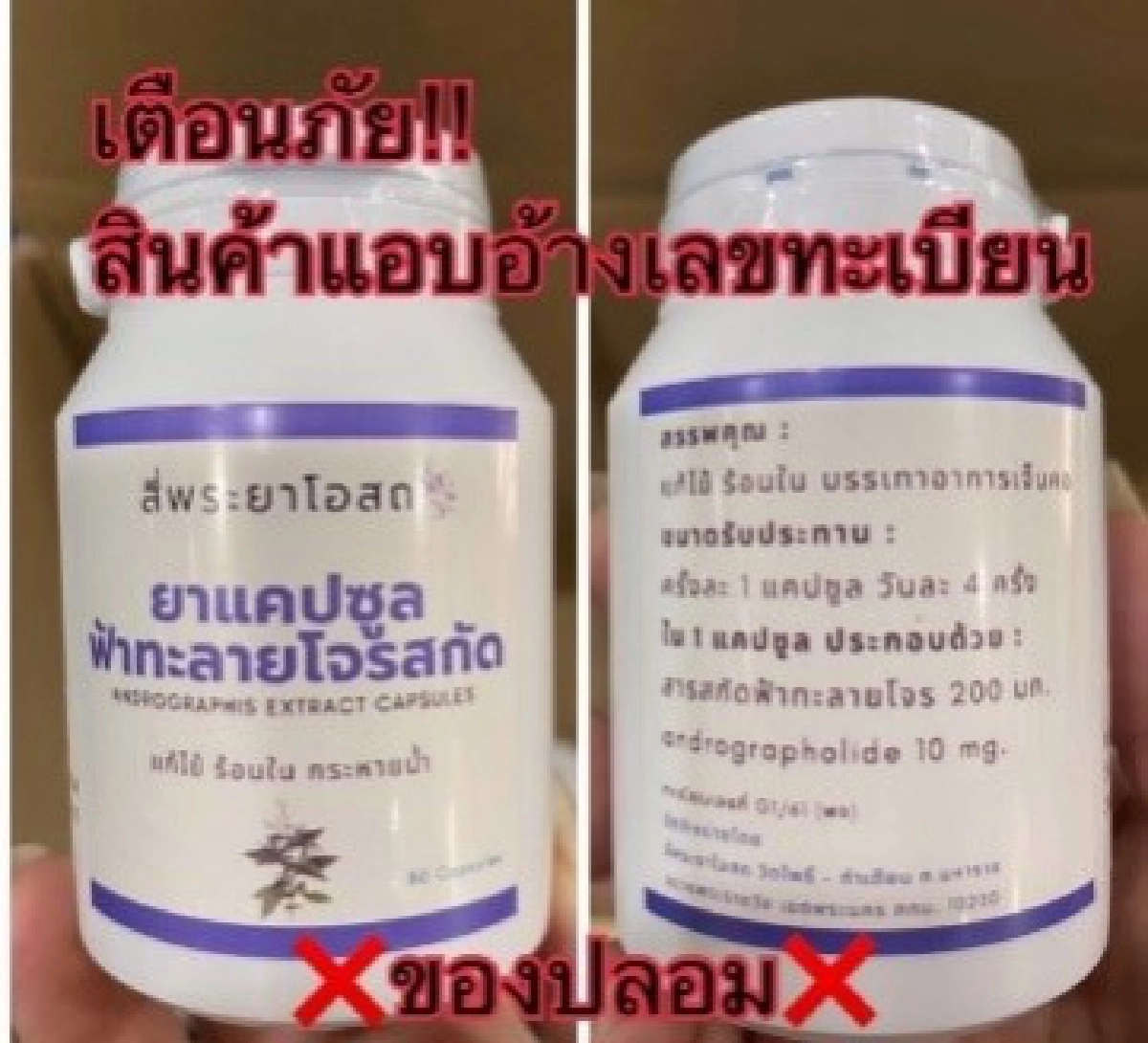 เช็กรายชื่อ 6 "ฟ้าทะลายโจร"ผิดกฎหมาย สวมเลขอย.