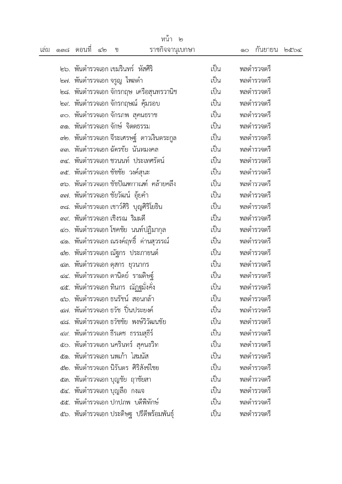 พระบรมราชโองการโปรดเกล้าฯ, พระราชทานยศตำรวจชั้นนายพล, เว็บไซต์ราชกิจจานุเบกษา