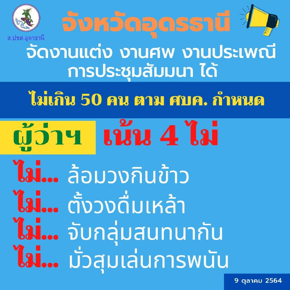 อุดรธานี คุมเข้ม "โควิด-19" หลังยอดผู้ติดเชื้อพุ่งสูง