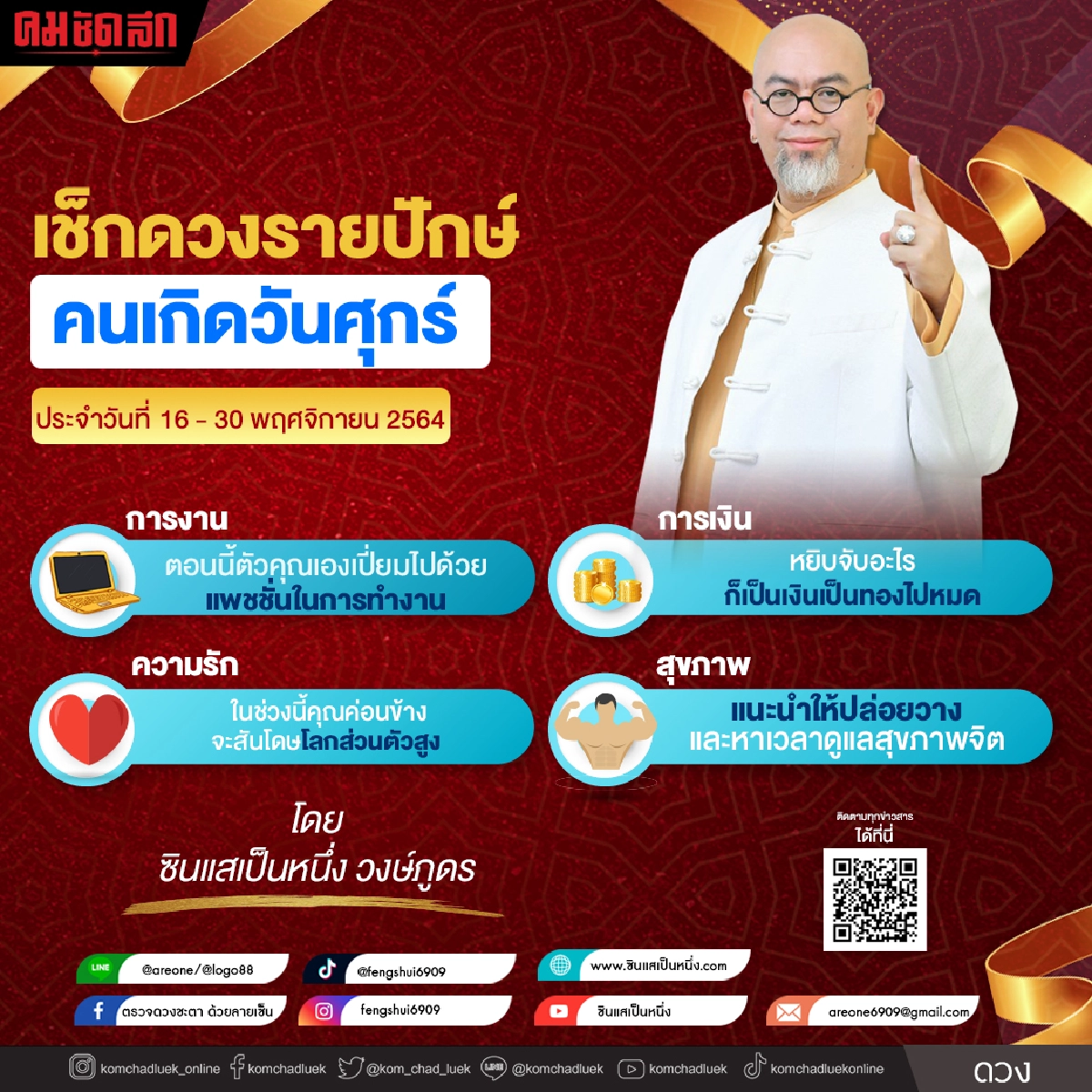 ดวงรายปักษ์ ประจำวันที่ 16 - 30  พฤศจิกายน 2564 