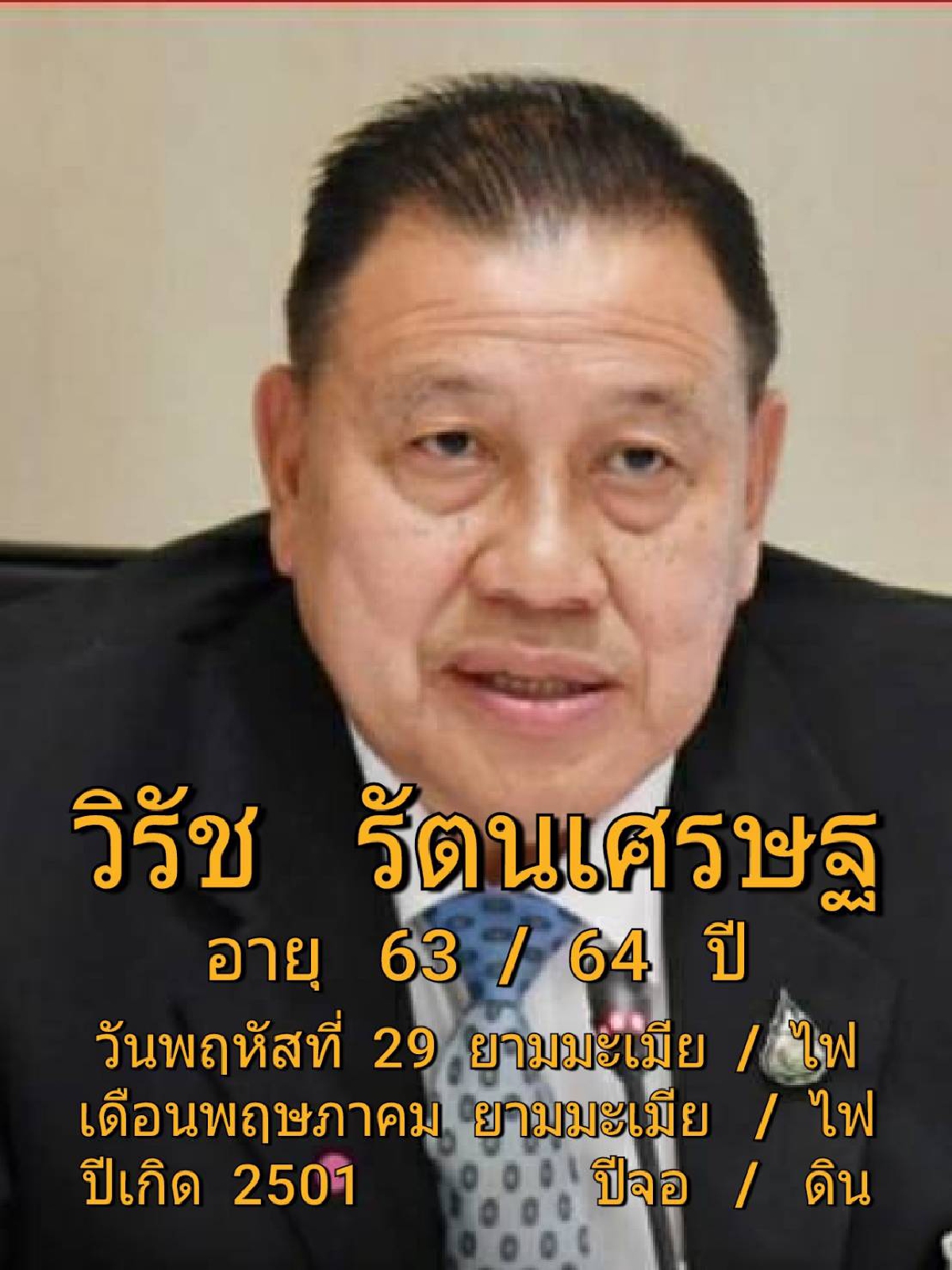 วิรัช รัตนเศรษฐ อดีตประธานวิปรัฐบาล