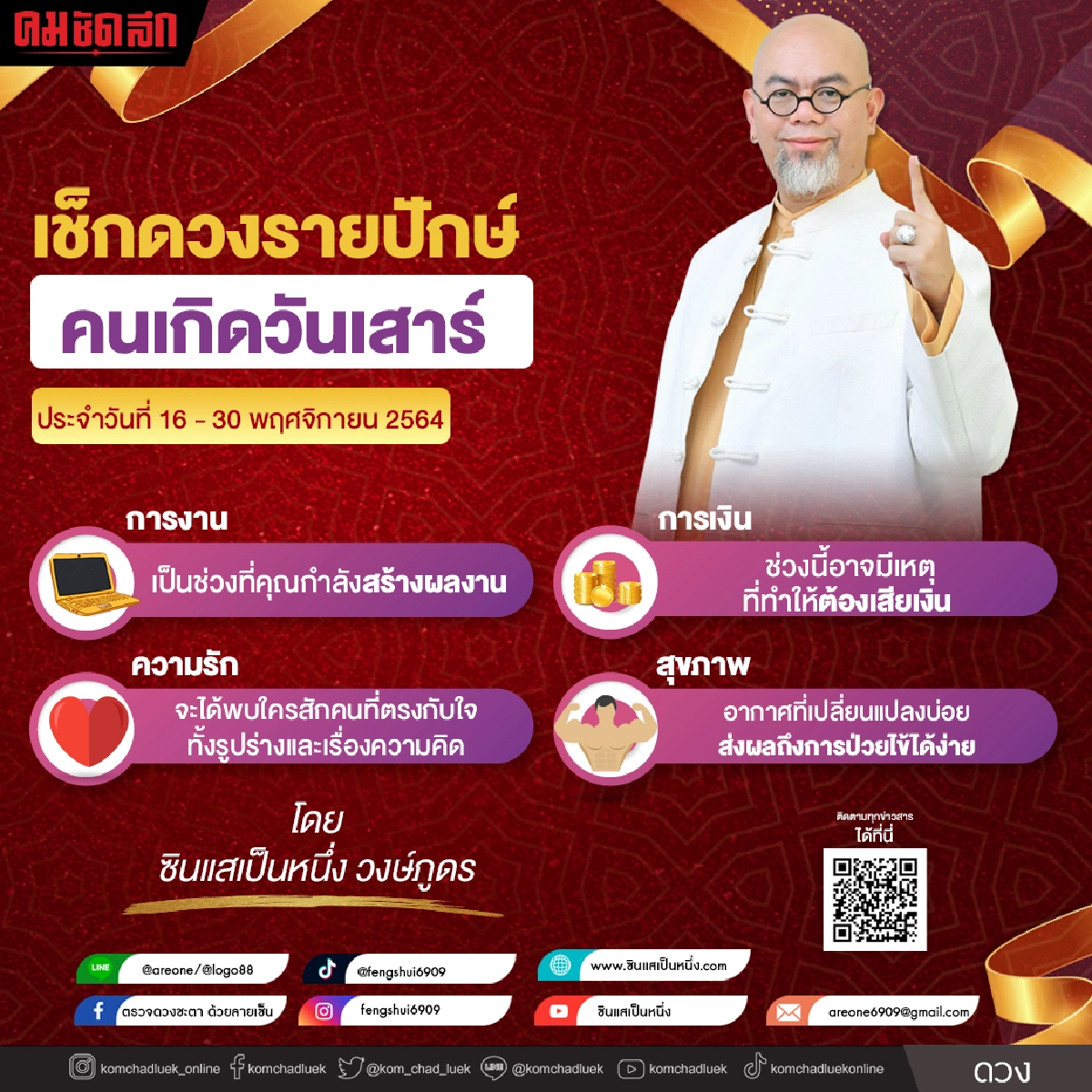 ดวงรายปักษ์ ประจำวันที่ 16 - 30  พฤศจิกายน 2564 