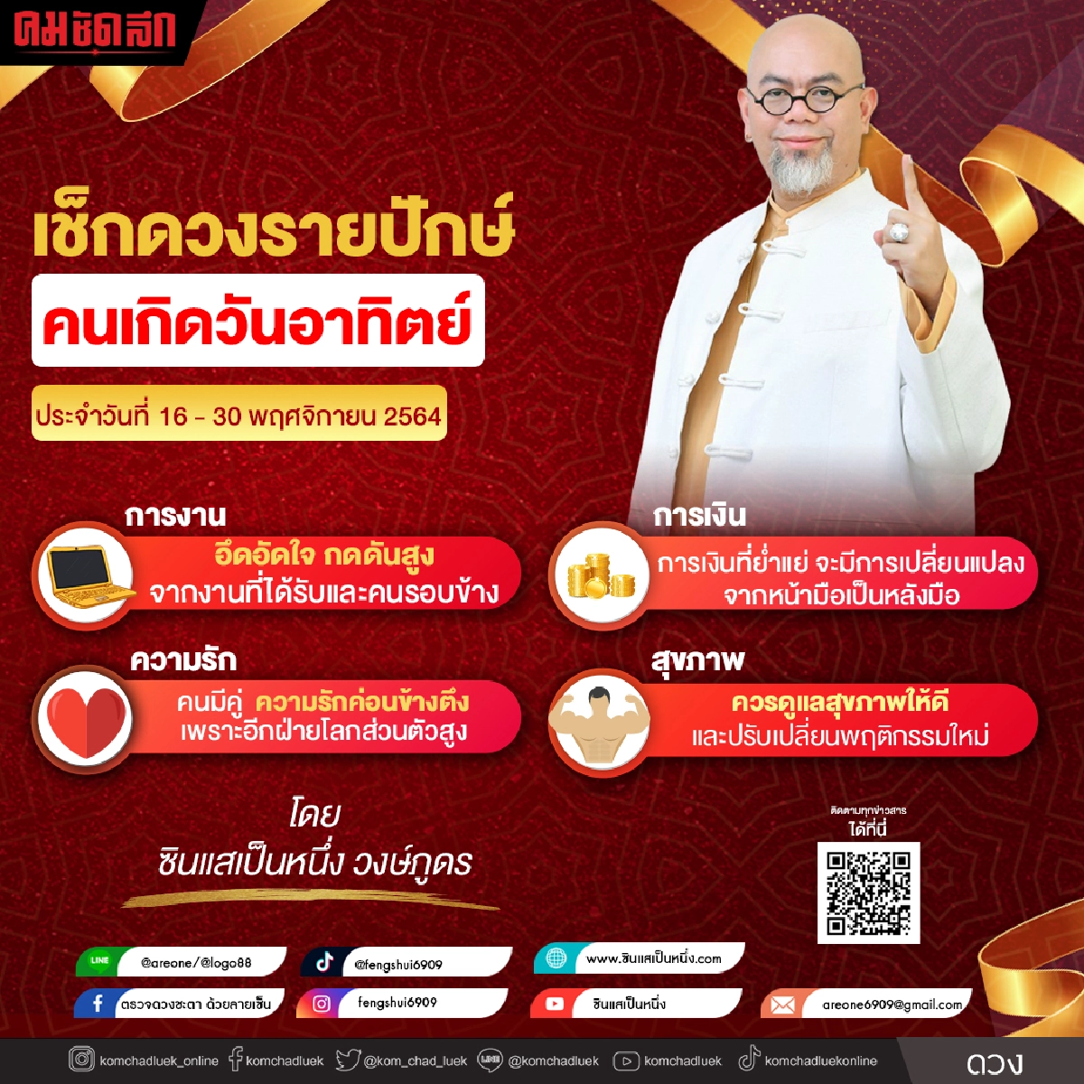 ดวงรายปักษ์ ประจำวันที่ 16 - 30  พฤศจิกายน 2564 