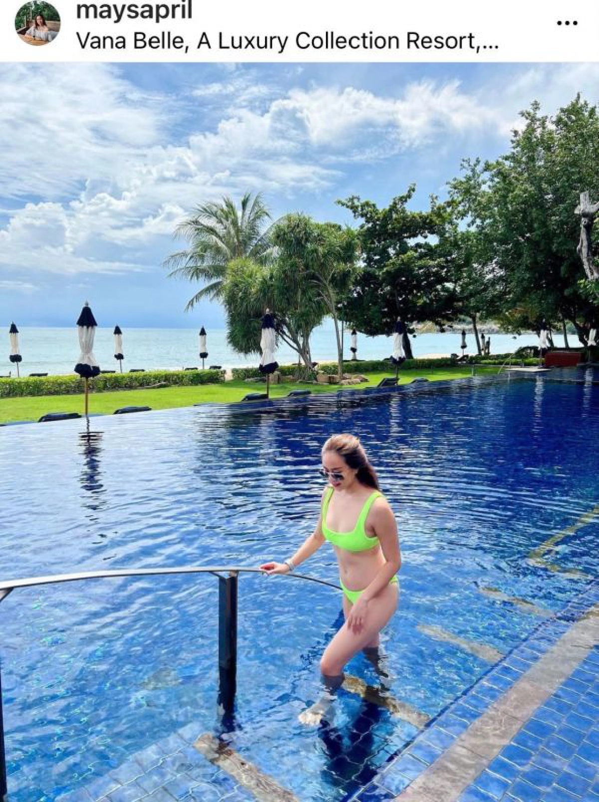 "เมษา กิตติมา" อวดหุ่นแซ่บระหว่างฮันนีมูนกับสามี "นิว ชัยพล"