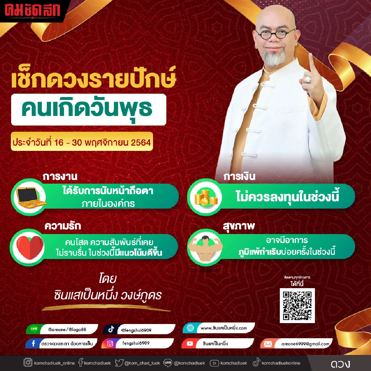 ดวงรายปักษ์ ประจำวันที่ 16 - 30  พฤศจิกายน 2564 