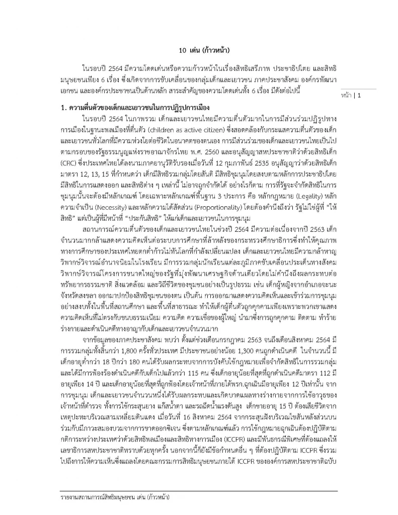 สสส. เผยแพร่สถานการณ์ "สิทธิมนุษยชน" ในไทยปี 64 พบถดถอยไปมาก