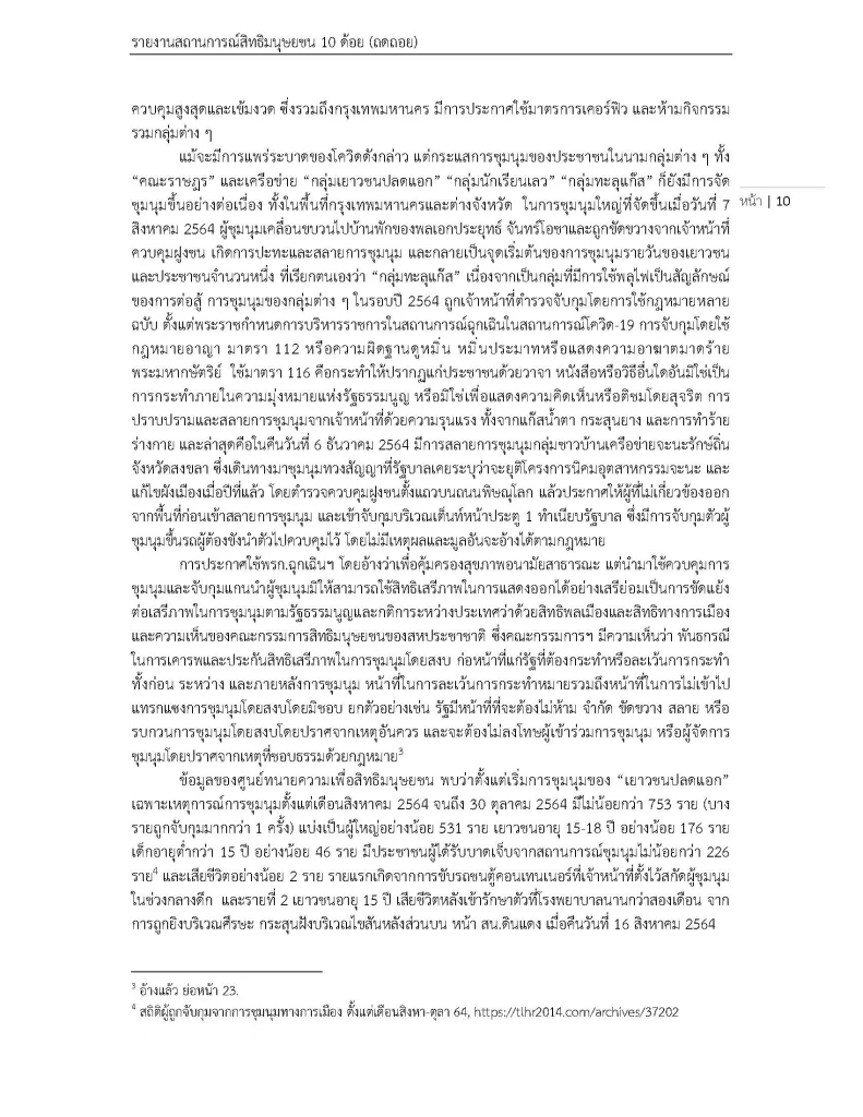 สสส. เผยแพร่สถานการณ์ "สิทธิมนุษยชน" ในไทยปี 64 พบถดถอยไปมาก