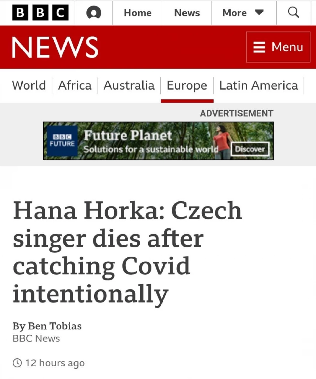 ช็อก นักร้องดังหญิงชาวเช็ก จงใจติดโควิด เสียชีวิตแล้ว