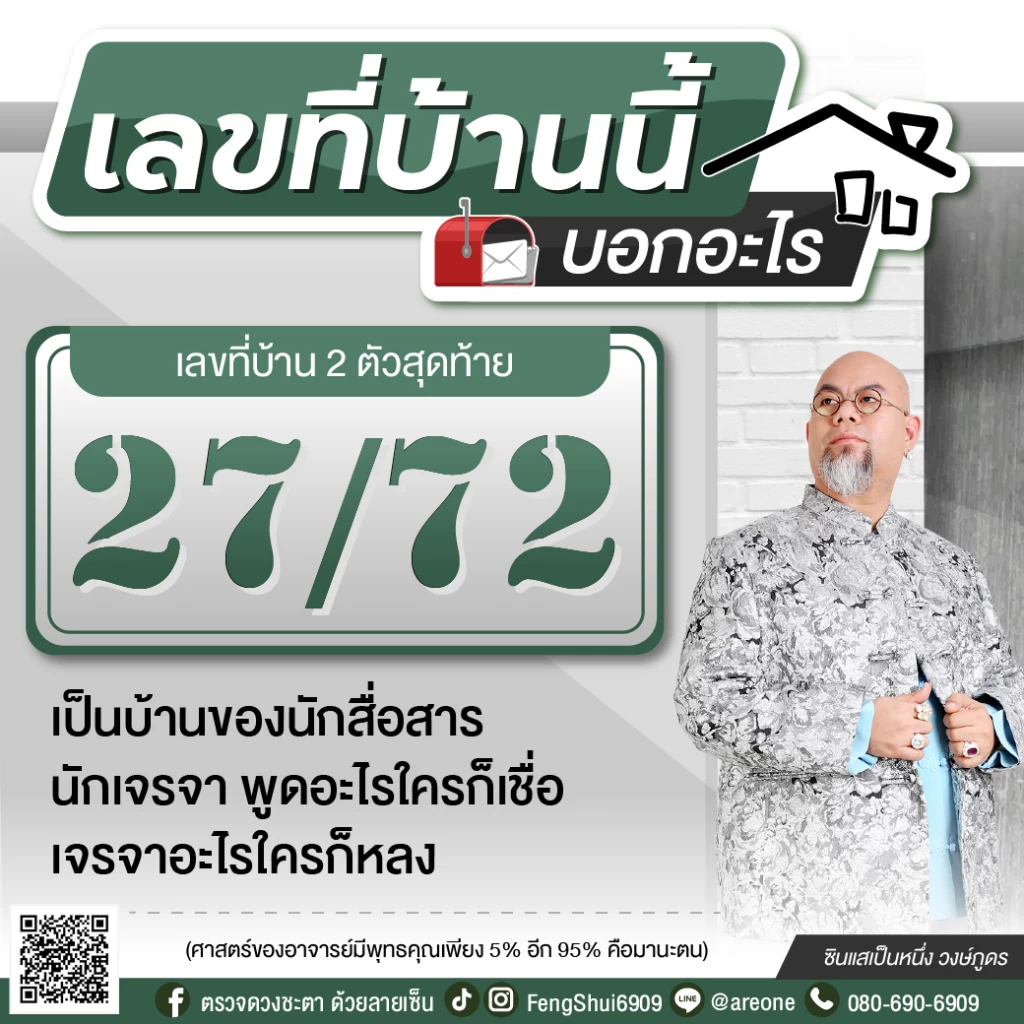 2 หลักสุดท้าย "เลขที่บ้าน" บอกอะไร ฉบับซินแสเป็นหนึ่ง วงษ์ภูดร