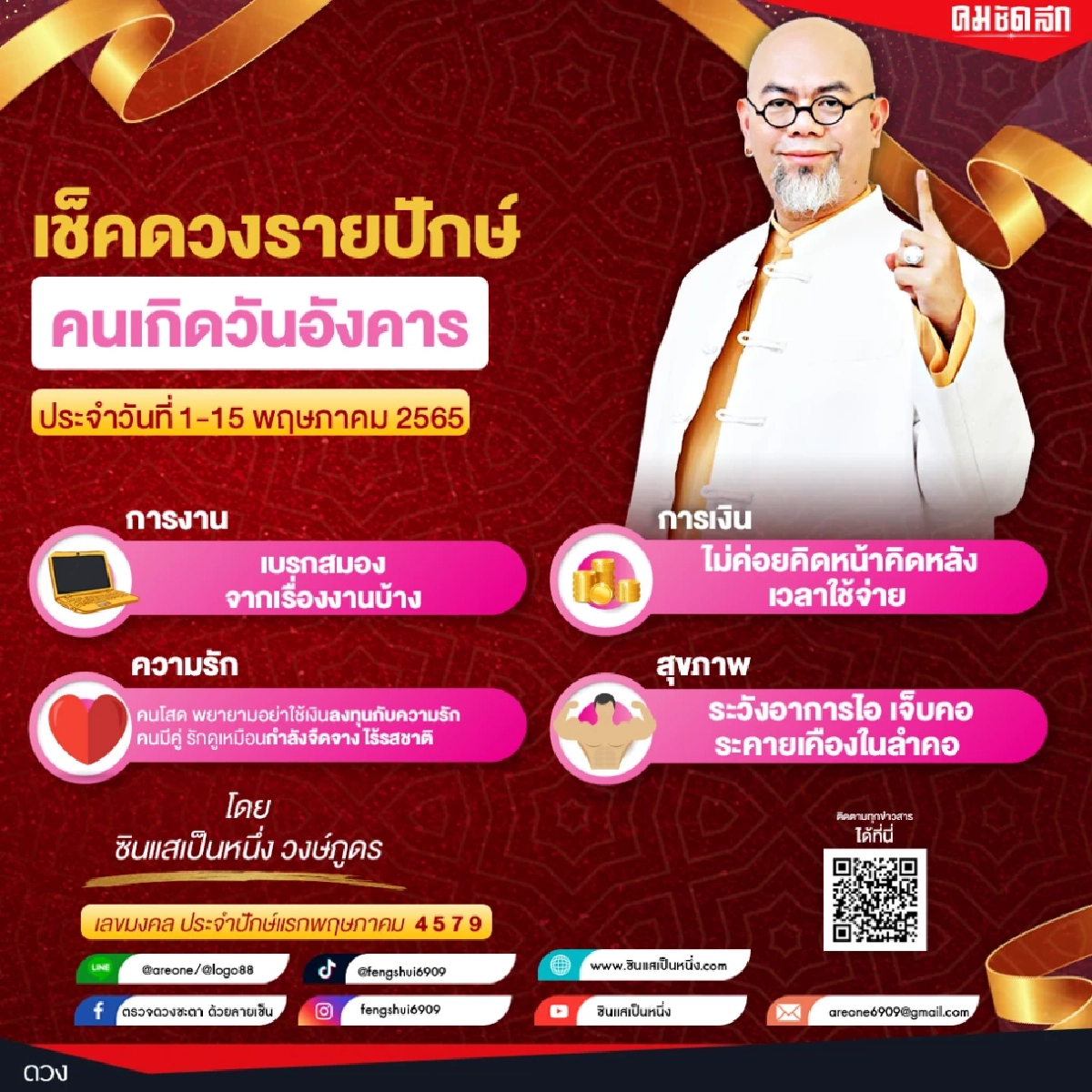 เช็คดวงรายปักษ์ ประจำวันที่ 1-15 พฤษภาคม 2565 โดย อ.เป็นหนึ่ง วงษ์ภูดร