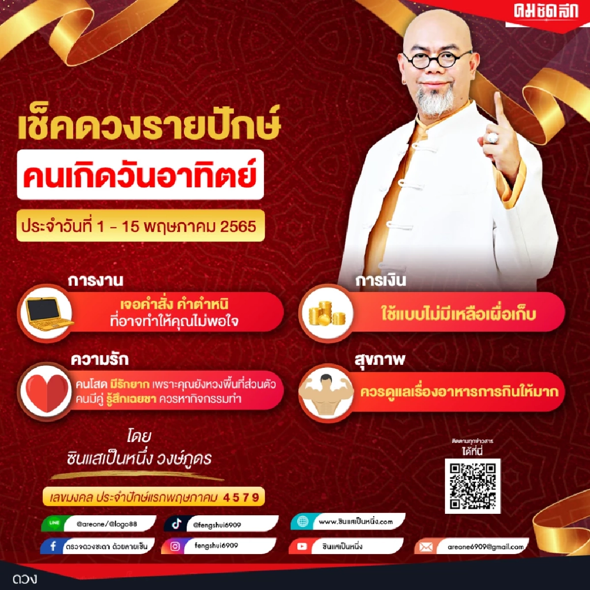 เช็คดวงรายปักษ์ ประจำวันที่ 1-15 พฤษภาคม 2565 โดย อ.เป็นหนึ่ง วงษ์ภูดร