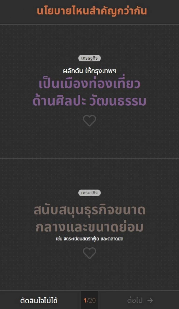 ชวนทำ Politimate 20 คำถาม จับคู่ "ผู้ว่าฯ กทม." ที่นโยบายตรงใจที่สุด
