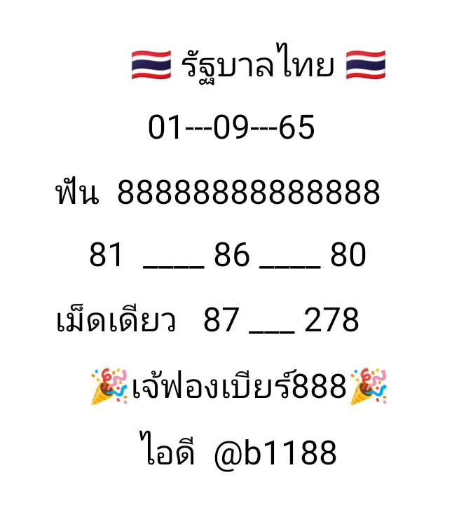 เลขเด็ดงวดนี้ 1/9/65 เจ๊ฟองเบียร์