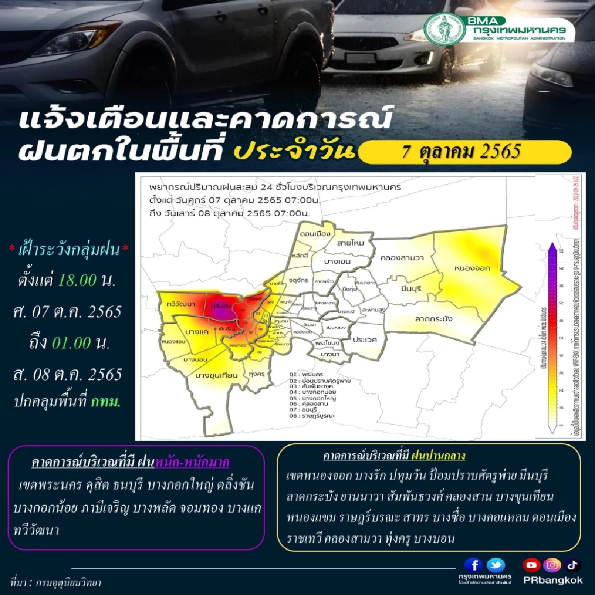 พื้นที่ที่คาดการณ์ว่าจะมีฝนตก