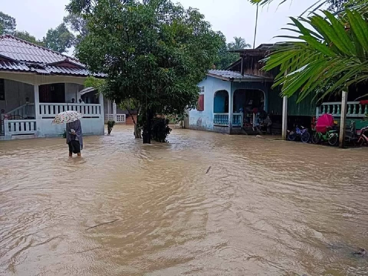 ฝนตกหนักต่อเนื่อง ในจ.นราธิวาส ส่งผลให้น้ำท่วมบ้านเรือนปชช.เดือดร้อนแล้ว 13 อำเภอ