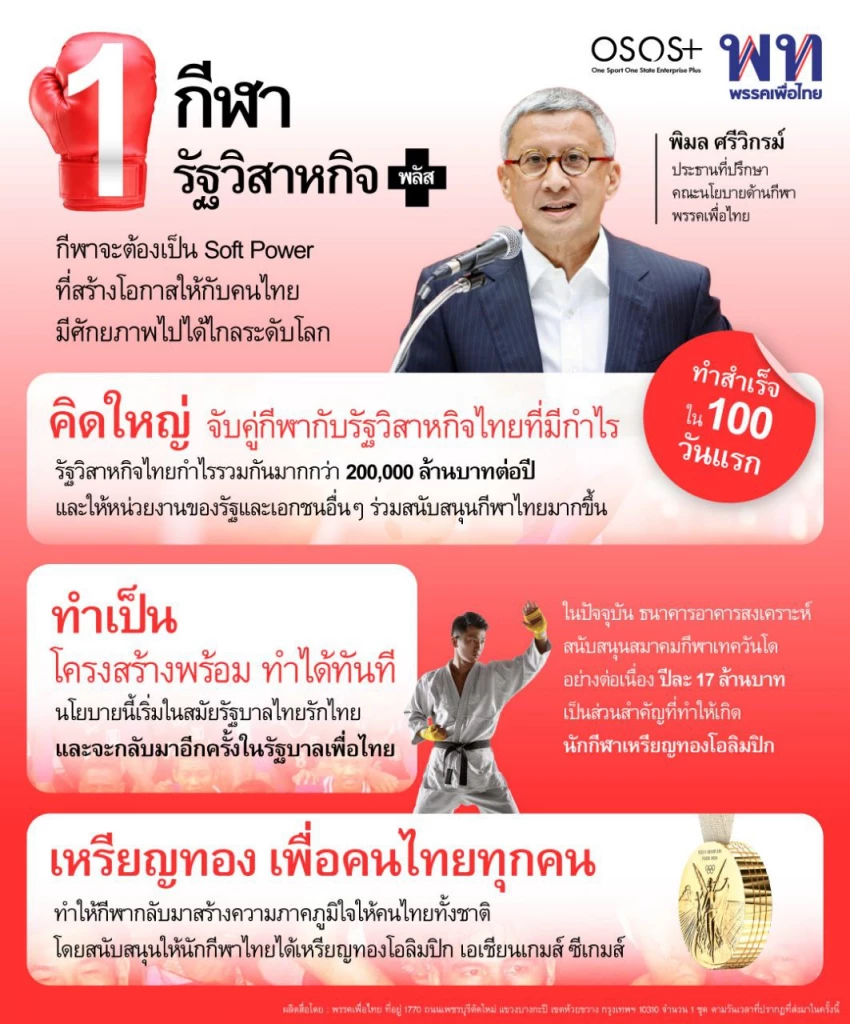 กราฟฟิคประกอบการแถลงนโยบาย จากพรรคเพื่อไทย