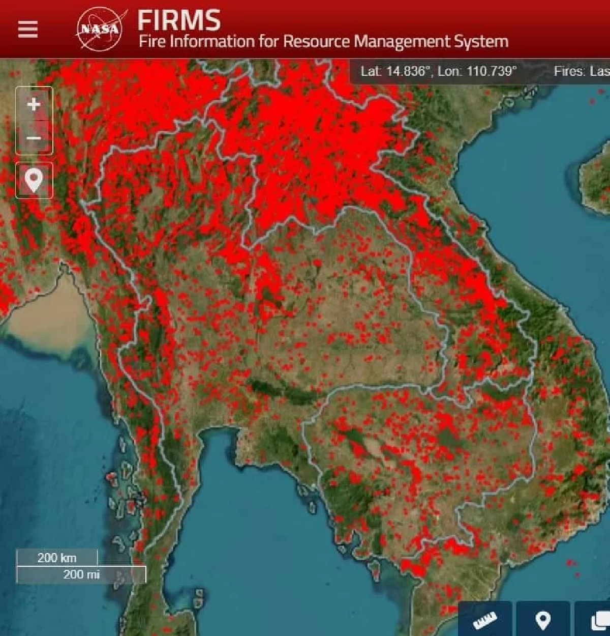 ภาพแสดงปริมาณค่า PM2.5