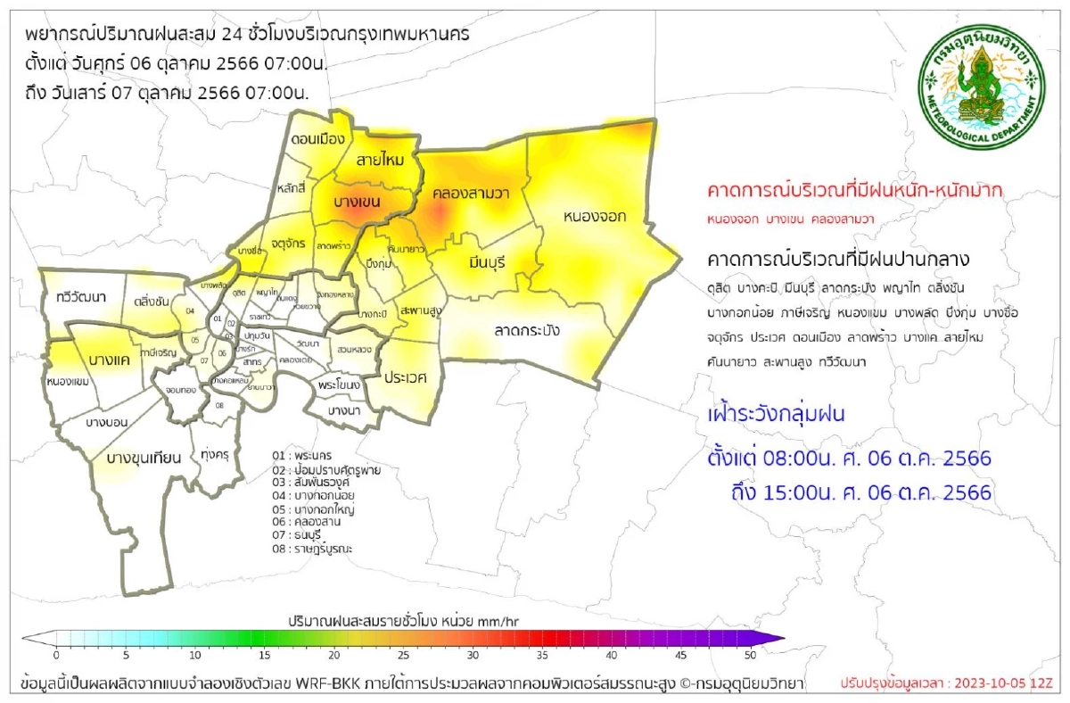 พื้นที่ ฝนตก ใน กทม.