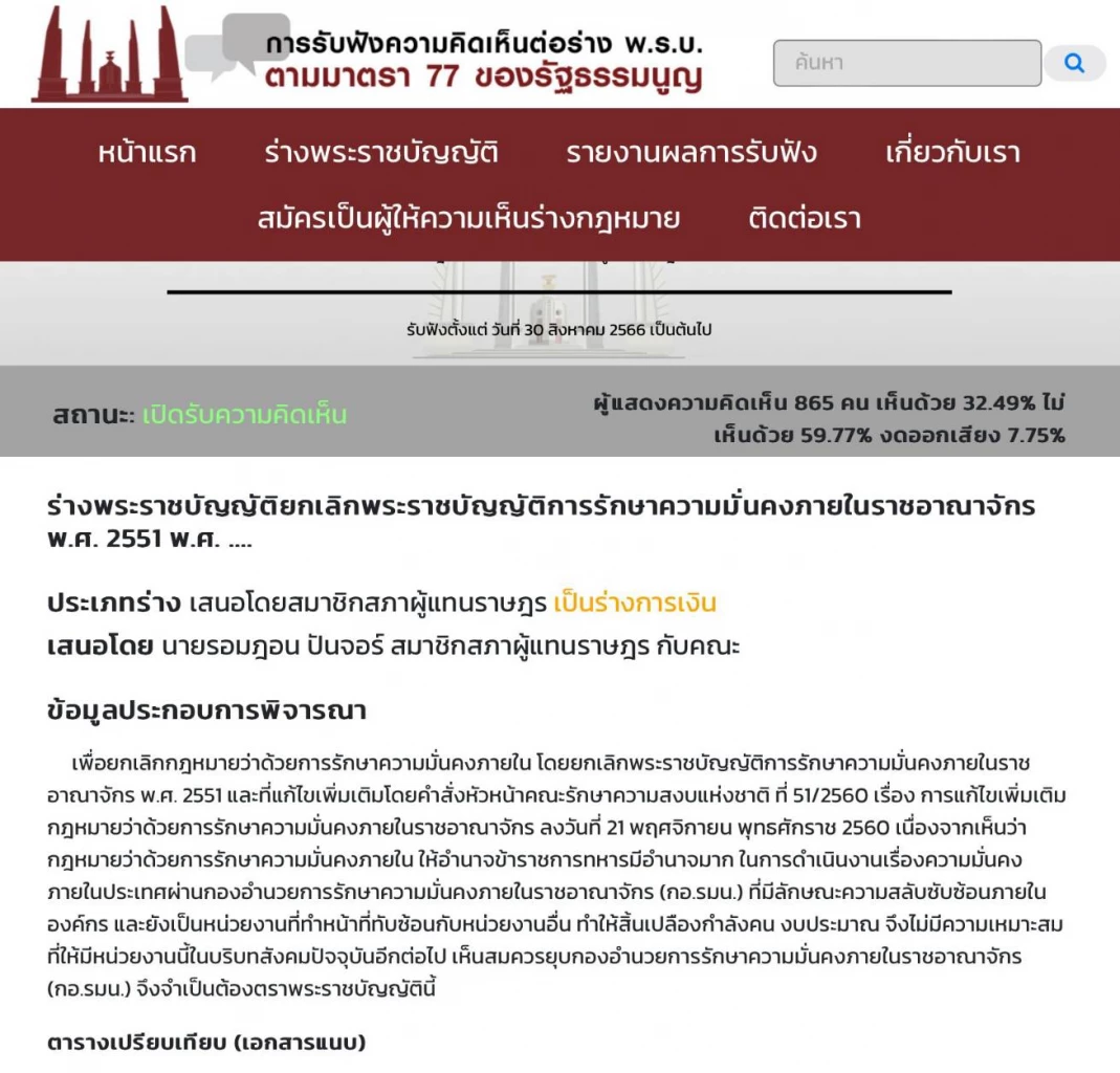 แบบสอบถามยุบ กอ.รมน.