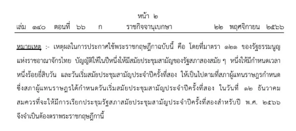 โปรดเกล้าฯ พระราชกฤษฎีกา ‘เรียกประชุมรัฐสภา’ 12 ธ.ค. 2566