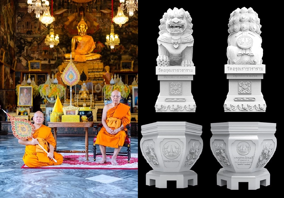 เปิดภาพ \"สิงโตหิน-กระถางปลูกบัวหิน\" แห่งวัดอรุณราชวราราม